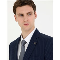 Lacivert Ekstra Slim Fit Çizgili Takım Elbise