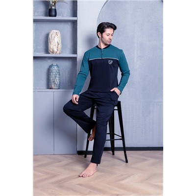 AHENGİM Erkek Pijama Takımı Interlok Önü Parçalı Pamuklu Mevsimlik M70032265 1-2-10001208