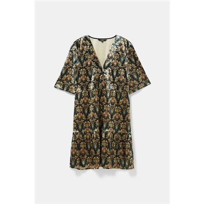 Vestido estampado floral dorado