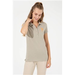 Kadın Haki Basic Polo Yaka Tişört