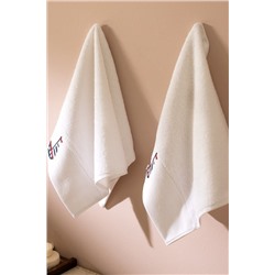 Navıguer Nakışlı %100 Pamuk 2'li El Havlusu - Beyaz - 30x45 cm