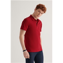 Bordo %100 Pamuk Serin Tutan Polo Yaka T-Shirt