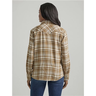 Womens Legendary Western Shirt:Neutral Plaid:M: