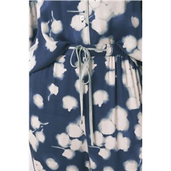 Pijama camisero largo viscosa floral azul