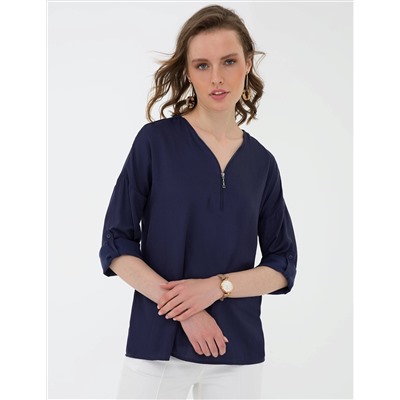 Lacivert Comfort Fit Uzun Kollu Gömlek