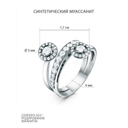 Серьги-пусеты из серебра с синт. муассанит и фианитами родированные 925 пробы С-3855рс1612800