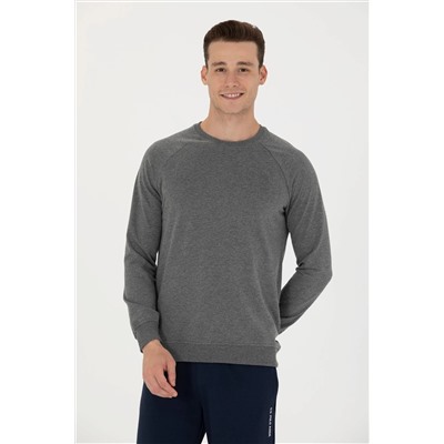 Erkek Antrasit Melanj Bisiklet Yaka Basic Sweatshirt