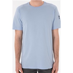 Erkek Regular Fit Bisiklet Yaka Açık Mavi Basic Tişört
