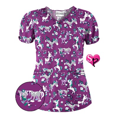 UA Frolic In The Flowers Berry Burst Print Scrub Top