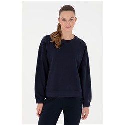 Kadın Lacivert Bisiklet Yaka Sweatshirt