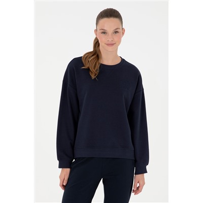 Kadın Lacivert Bisiklet Yaka Sweatshirt