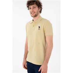 Erkek Slim Fit Polo Yaka Açık Haki Basic Tişört