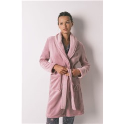 Bata midi polar aterciopelado rosa