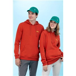 Kiremit Kapüşonlu Basic Sweatshirt