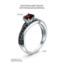 Серьги из серебра с натуральным гранатом и натуральной шпинелью родированные 925 пробы 2-367рч40416