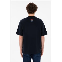 Erkek Comfort Fit Bisiklet Yaka Lacivert Tişört