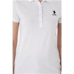 Kadın Beyaz Basic Polo Yaka Tişört