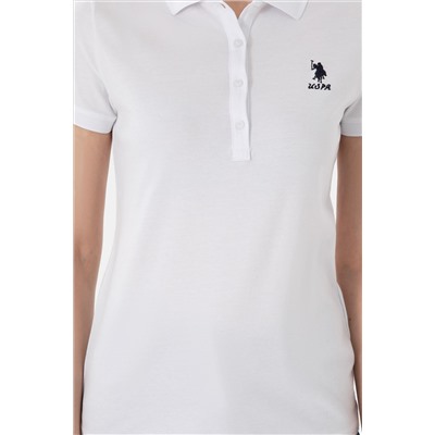 Kadın Beyaz Basic Polo Yaka Tişört