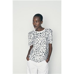 METALLIC ANIMAL PRINT T-SHIRT