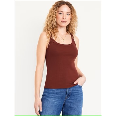90s Ribbed Lace-Trim Tank