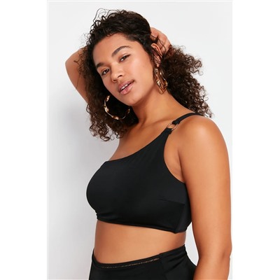 Siyah Tek Omuz Büyük Beden Bikini Üstü TBBSS24CT00001