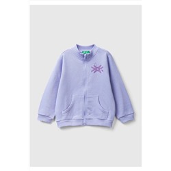 United Colors of BenettonKız Çocuk Mix Kesik Benetton Logolu Dik Yaka Sweatshirt Lila