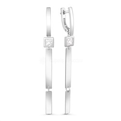 Серьги из серебра с фианитами родированные 925 пробы 421-10-568р