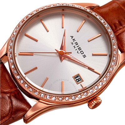 Akribos Xxiv  Lumin Quartz Silver Dial Ladies Watch