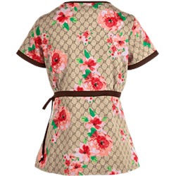 koi Scrubs Designer Floral Mock Wrap Print Top