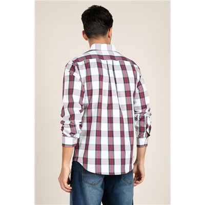 Camisa regular fit Blanco y verde