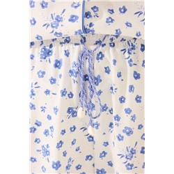 Pijama camisero largo floral blanco