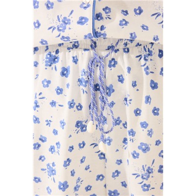 Pijama camisero largo floral blanco