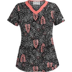 UA Tribal Palm Black Print Scrub Top
