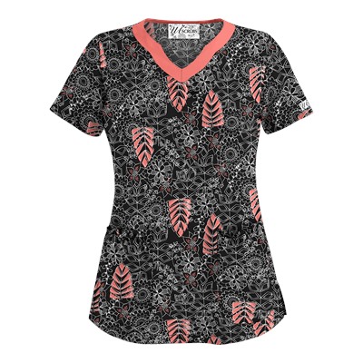 UA Tribal Palm Black Print Scrub Top