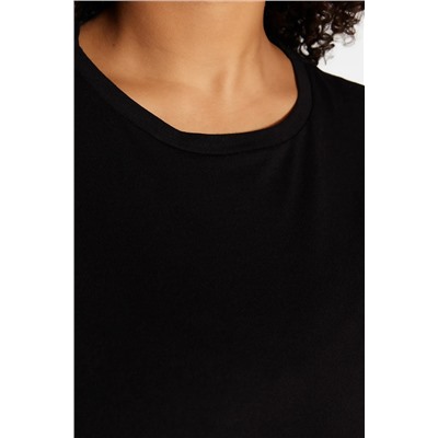 Siyah Regular Fit Basic Bisiklet Yaka %100 Pamuk Örme Büyük Beden T-Shirt TBBSS22TS0733