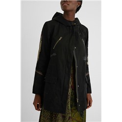 Parka capucha parches