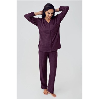 Artış Uzun Kollu Yumuşak Dokulu Triko Pijama Takımı 15215