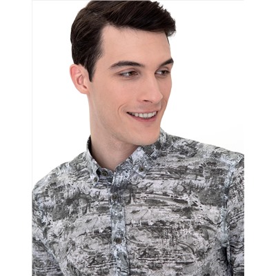 Haki Slim Fit Uzun Kollu Gömlek