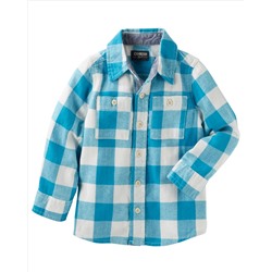 2-Pocket Plaid Button-Front Shirt