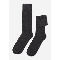 Kurze gerippte Herrensocken mit Wolle und Cashmere