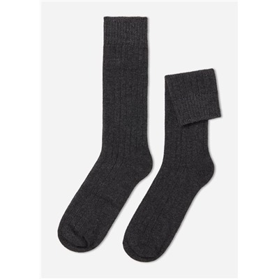 Kurze gerippte Herrensocken mit Wolle und Cashmere