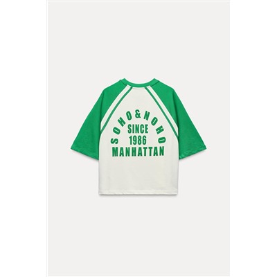 VARSITY T-SHIRT WITH SLOGAN