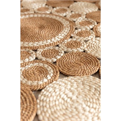Alsace Yuvarlak Eklemeli Kilim - Naturel/Krem - 120 cm
