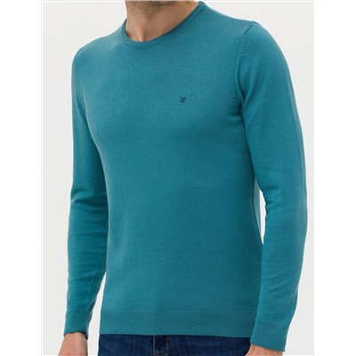Petrol Slim Fit Bisiklet Yaka Basic Triko Kazak