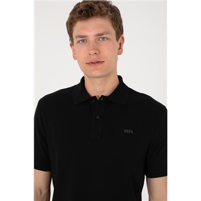 Erkek Regular Fit Polo Yaka Siyah Basic Tişört