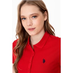 Kadın Kırmızı Basic Polo Yaka Tişört