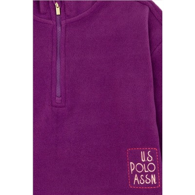 Kız Çocuk Violet Polarlı Polo Yaka Sweatshirt