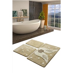 Chilai Home Melek Taş 3lü Set Banyo Halısı Yıkanabilir, Kaymaz Taban 8694545032187