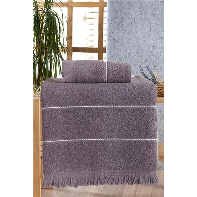 Nina Home Retro Stripe Mürdüm Banyo Havlu Seti 2 Li 542838