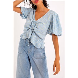 Top Celeste y blanco
